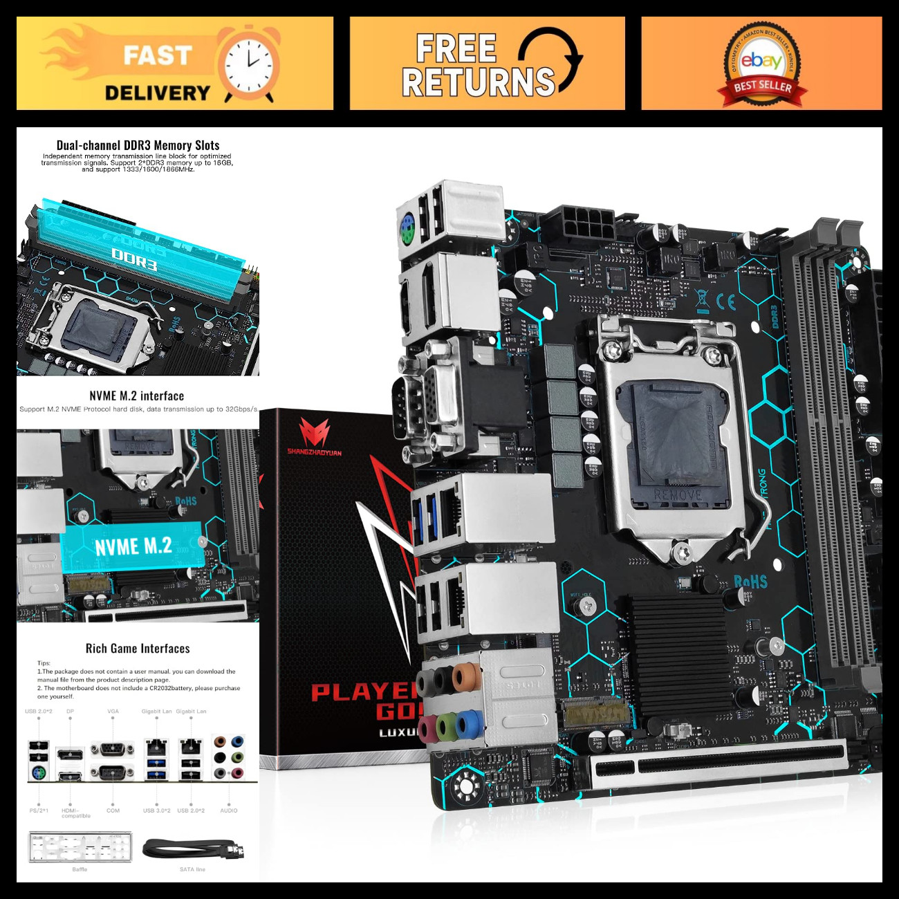 LGA 1150 Motherboard for Intel 4th Gen i7/i5/i3 - High Performance, Gaming Ready