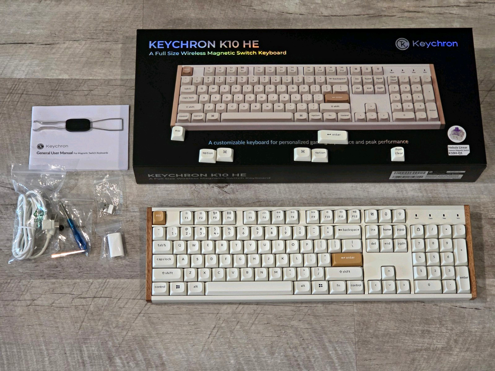 Keychron K10 HE Wireless Full Size Keyboard Nebula Linear Switches Excellent