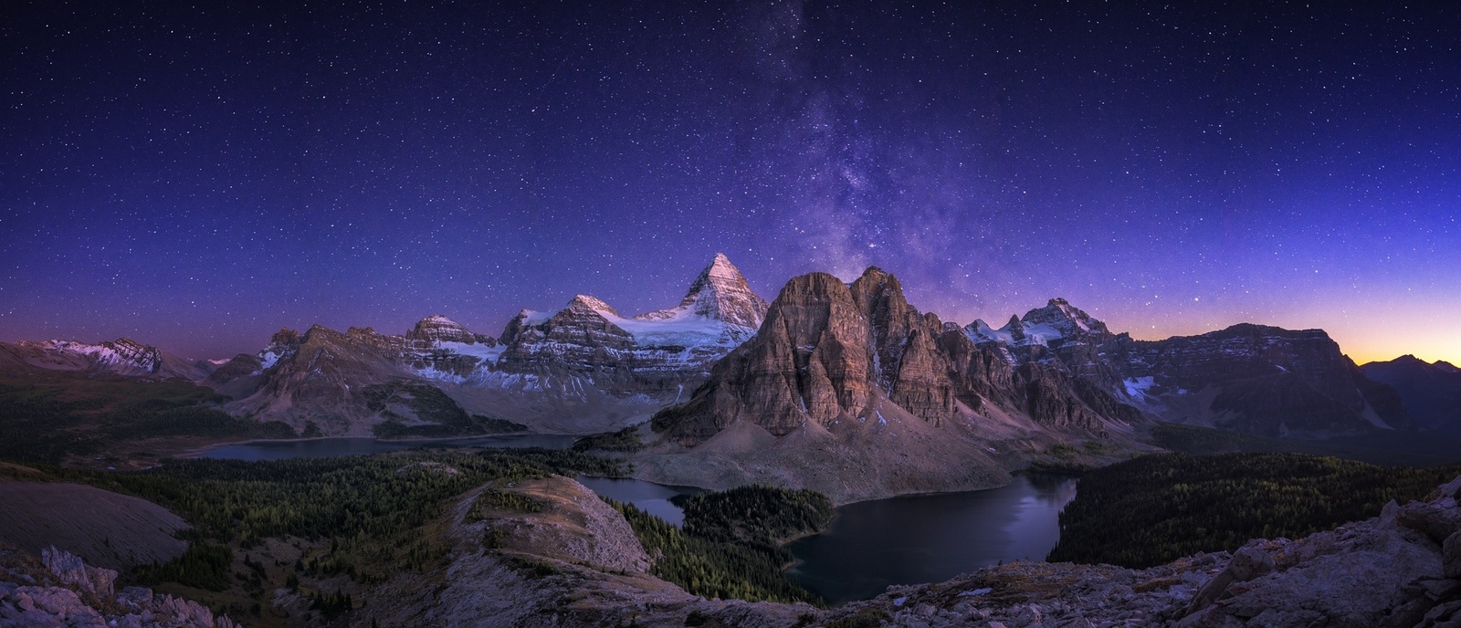 Landscape nature panorama canada mountains lake starry Custom Gaming Mat Desk