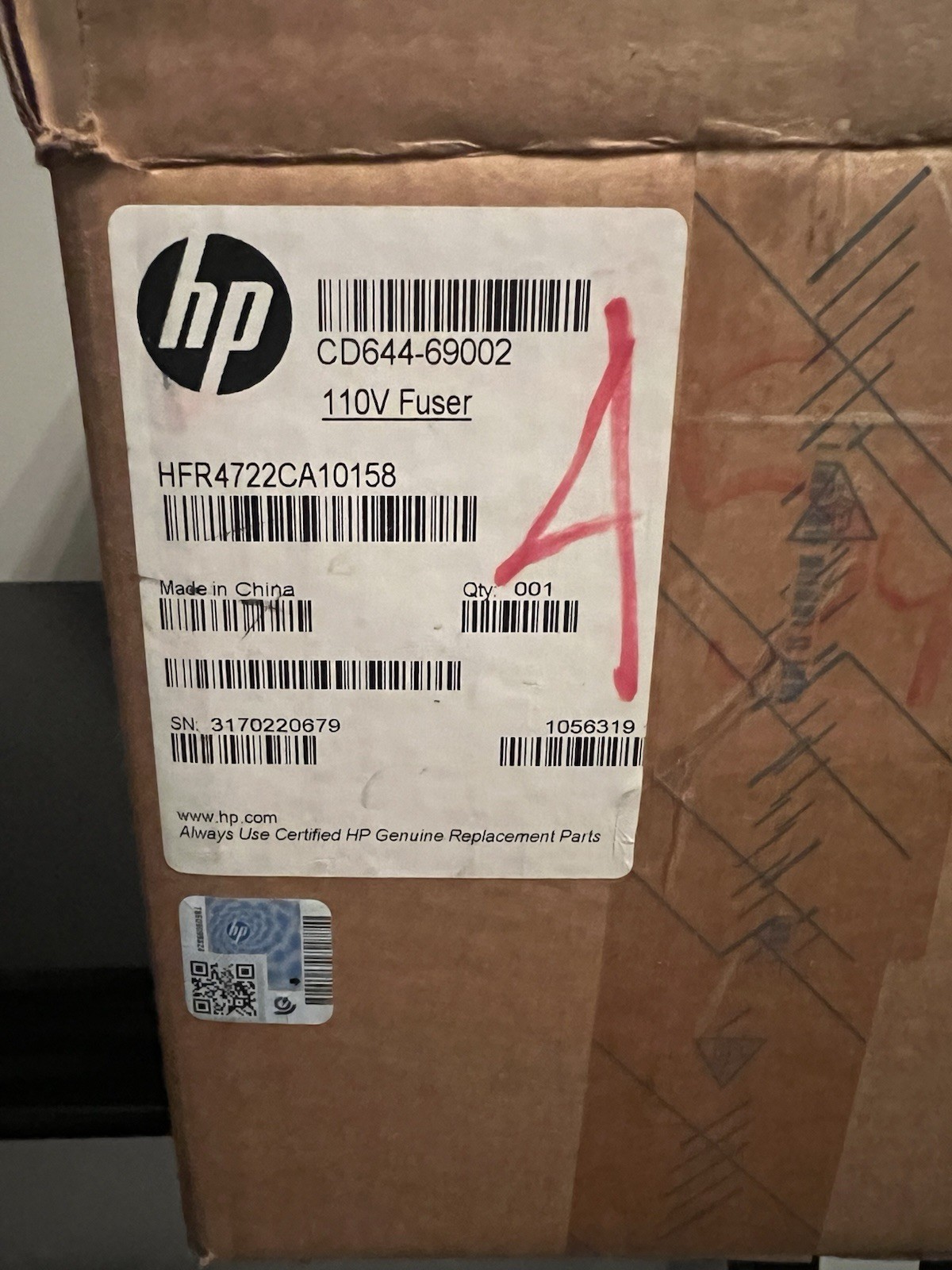 Genuine OEM HP CD644-69002 Fuser 110V