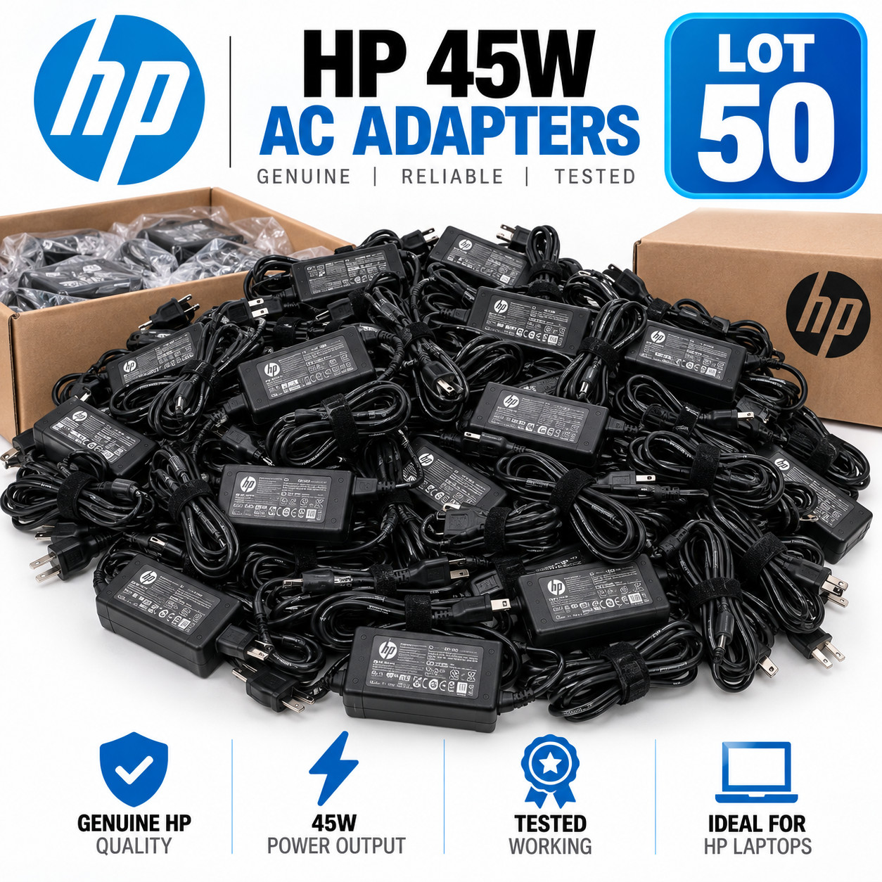 LOT50 Genuine HP 45W USB-C Type-C AC Power Adapter Charger L42206-002 L43407-001