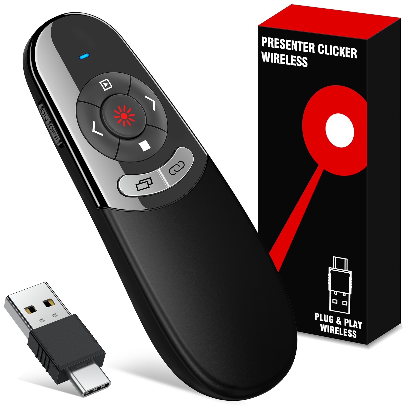 Power Point Presentation Remote Wireless USB PPT Presenter Laser Pointer Clicker