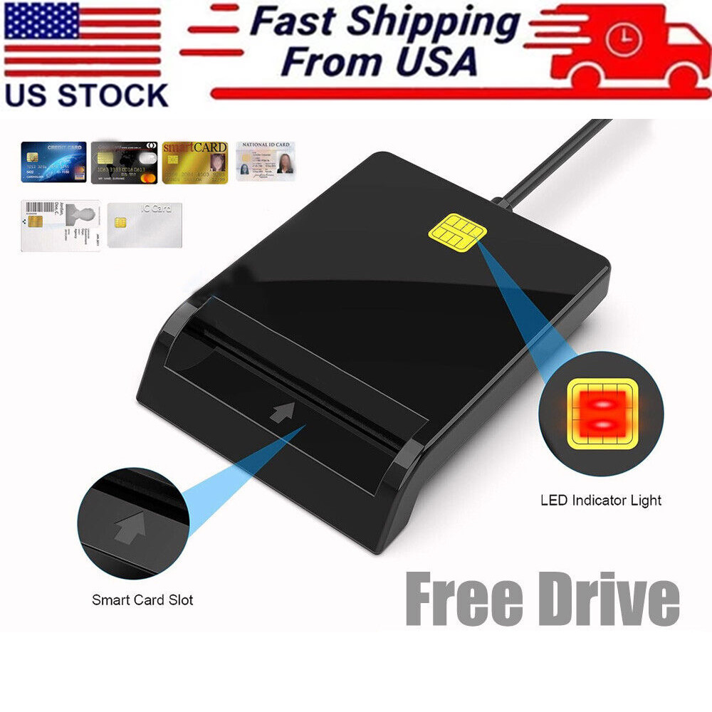 For Mac OS USB 2.0 Smart Card Reader DOD Military CAC Common Access-Bank card-ID