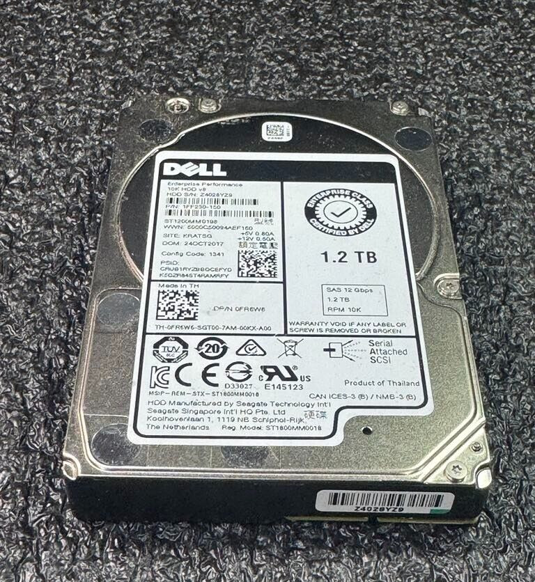 Dell FR6W6 ST1200MM0198 1.2TB 10K RPM 128MB Cache 12Gb/s SAS HDD 2.5"