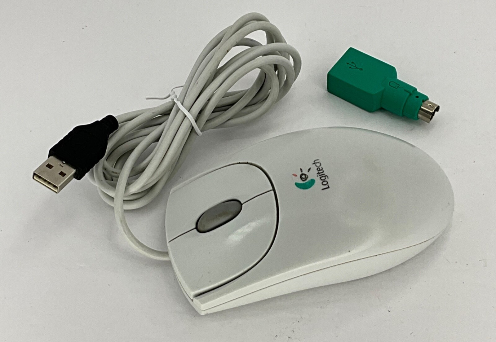 Logitech First Pilot Wheel Mouse Trackball M-BE58 with USB ro PS2 Converter