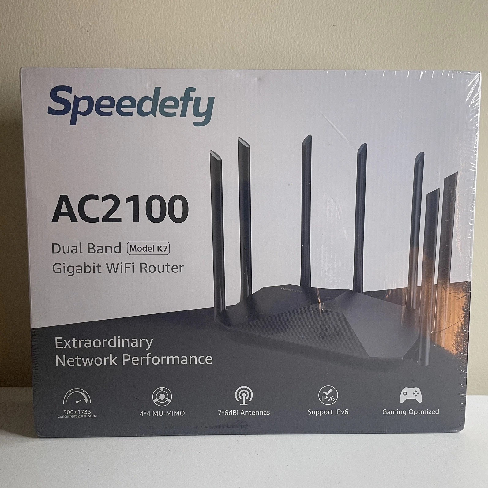 Speedefy AC2100 Smart WiFi Router K7 – Dual Band, 4x4 MU-MIMO, 7 Antennas