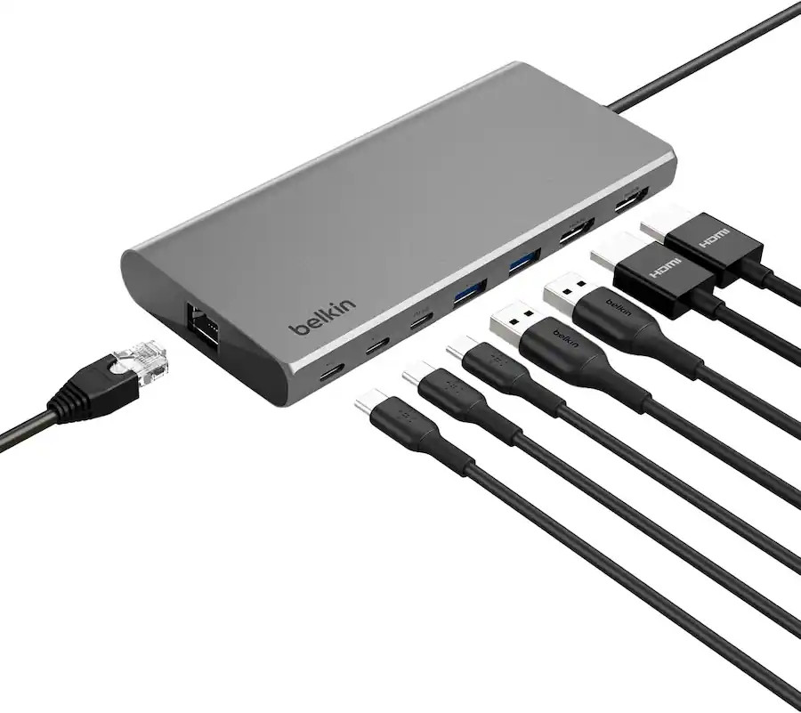 Belkin Universal USB-C 8-in-1 Dual Display Hub Dock - INC015BTSGY - In Box VG