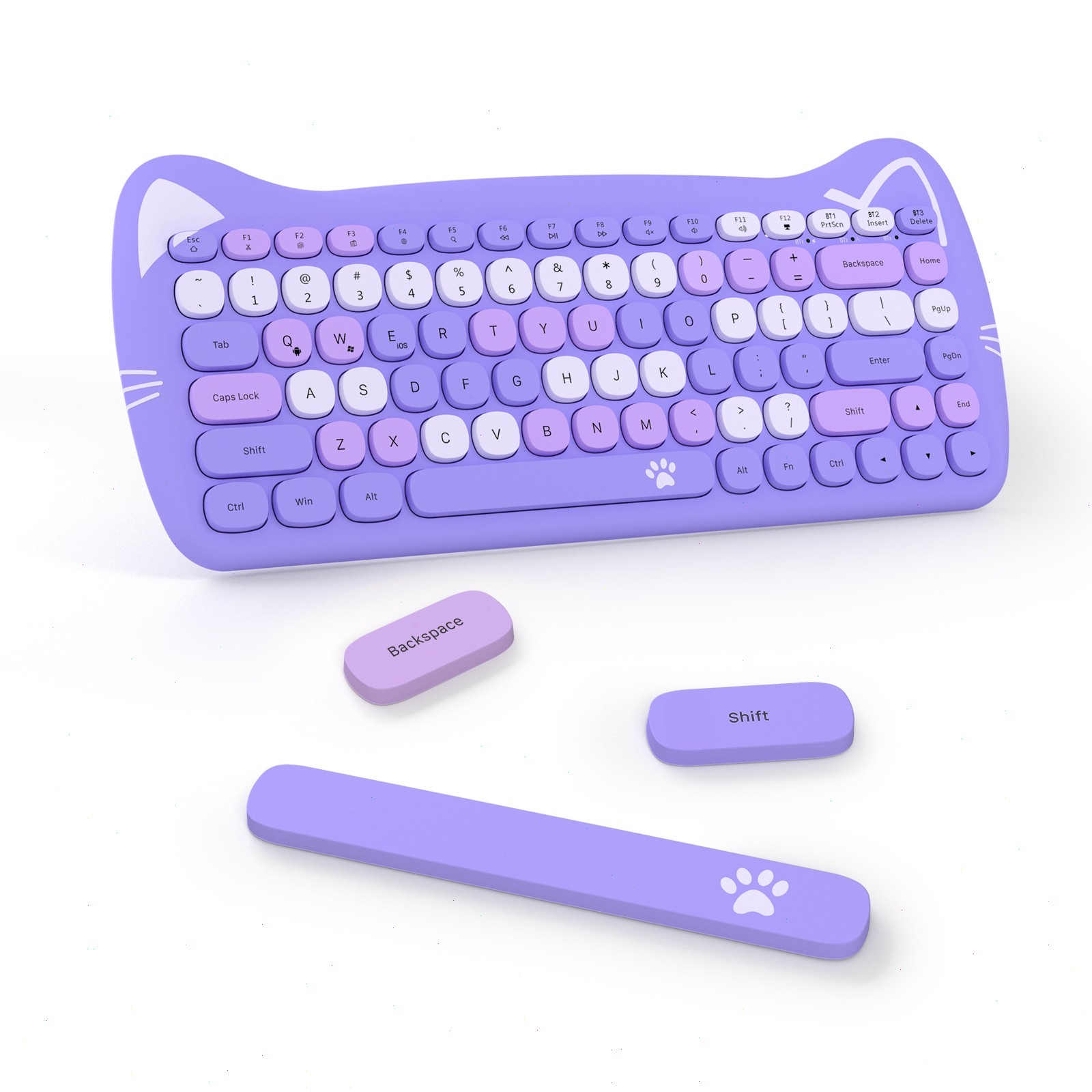 AJAZZ 3060i Keyboard 84Keys Wireless Cute Silent Round Keycaps Membrane BT