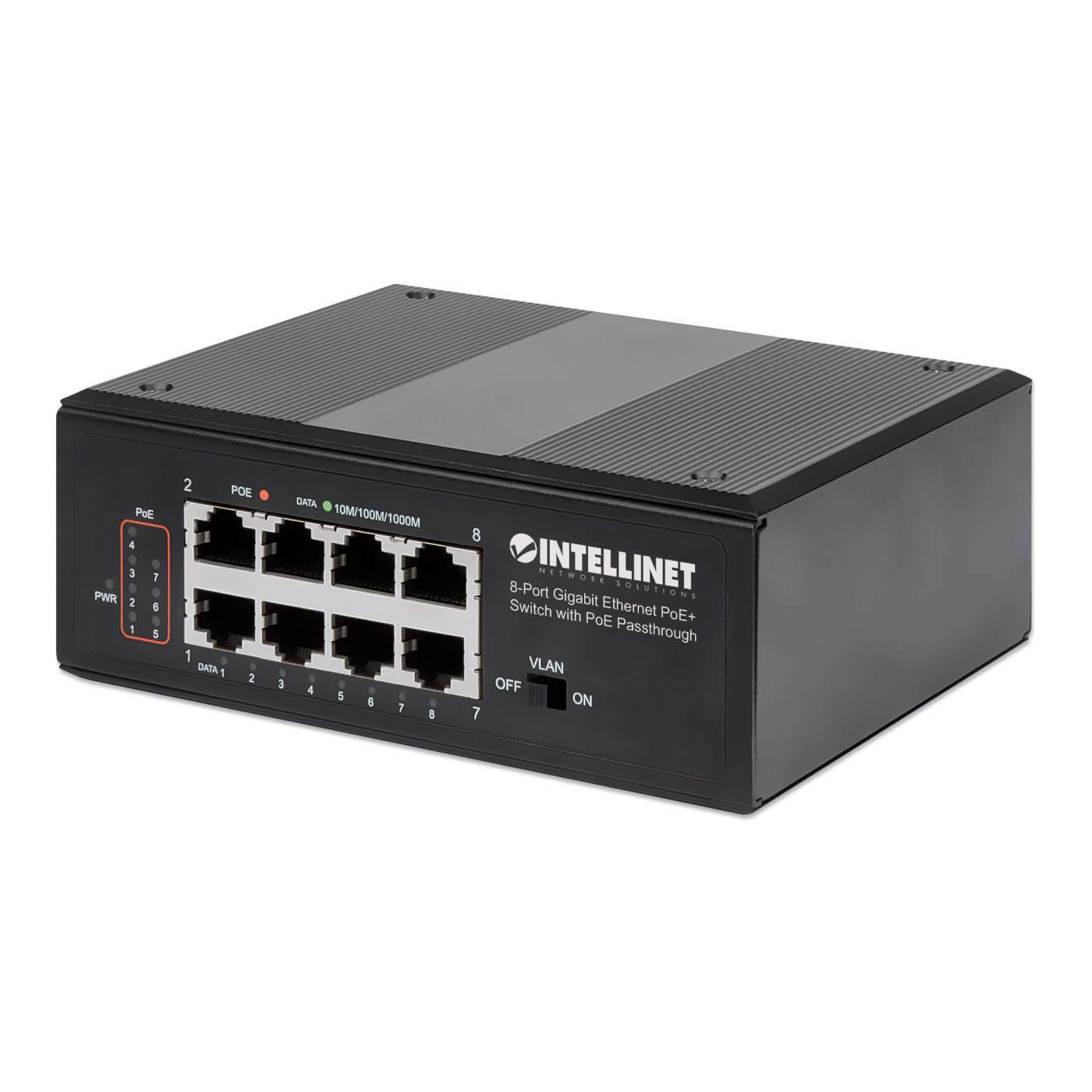 Intellinet IPS-08G-95W, 8-Port Gigabit Ethernet PoE+ Switch with PoE Pass 561624