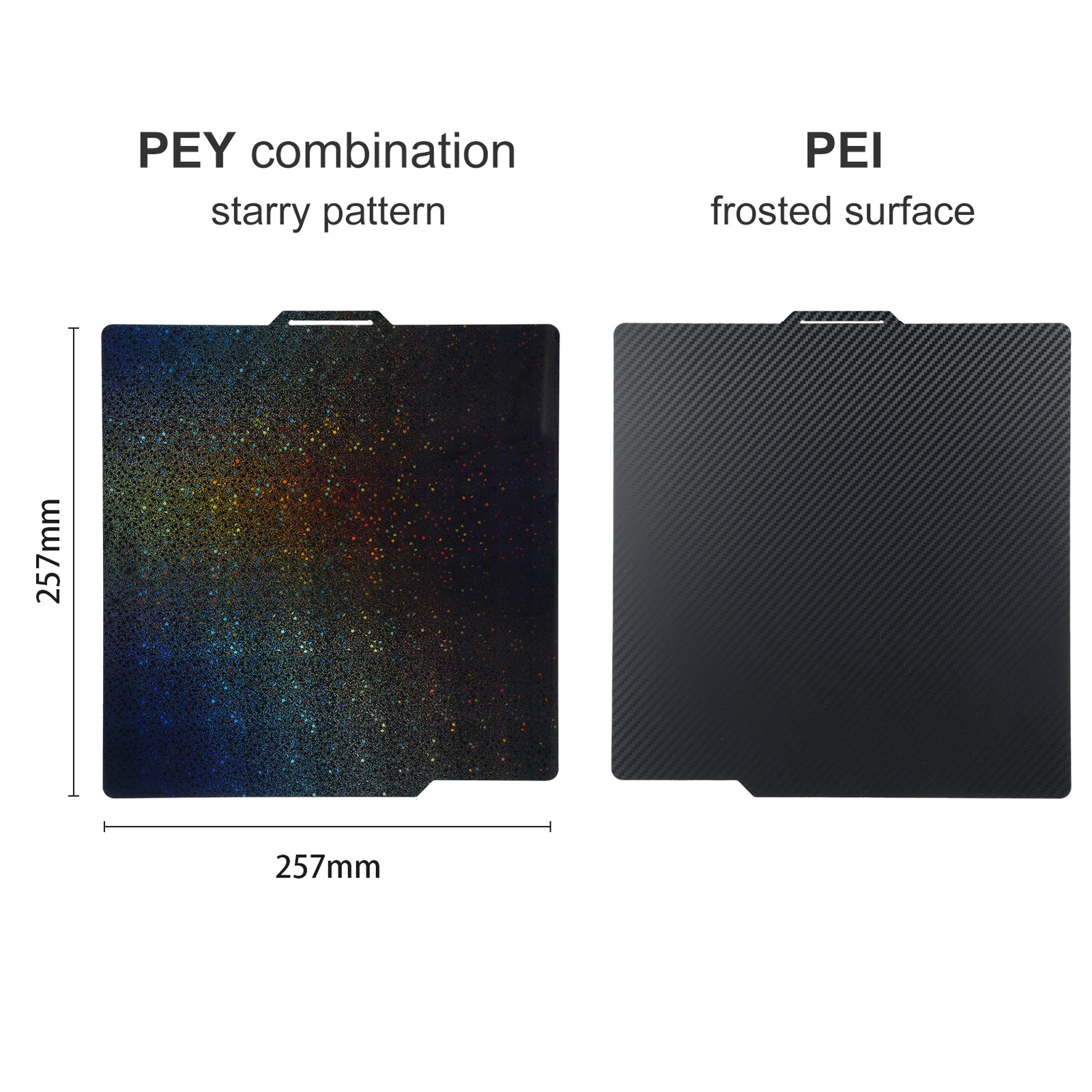 PET+PEY Build Plate Sheet 257x257mm Spring Steel Plate Double-Sided Smooth UZWI