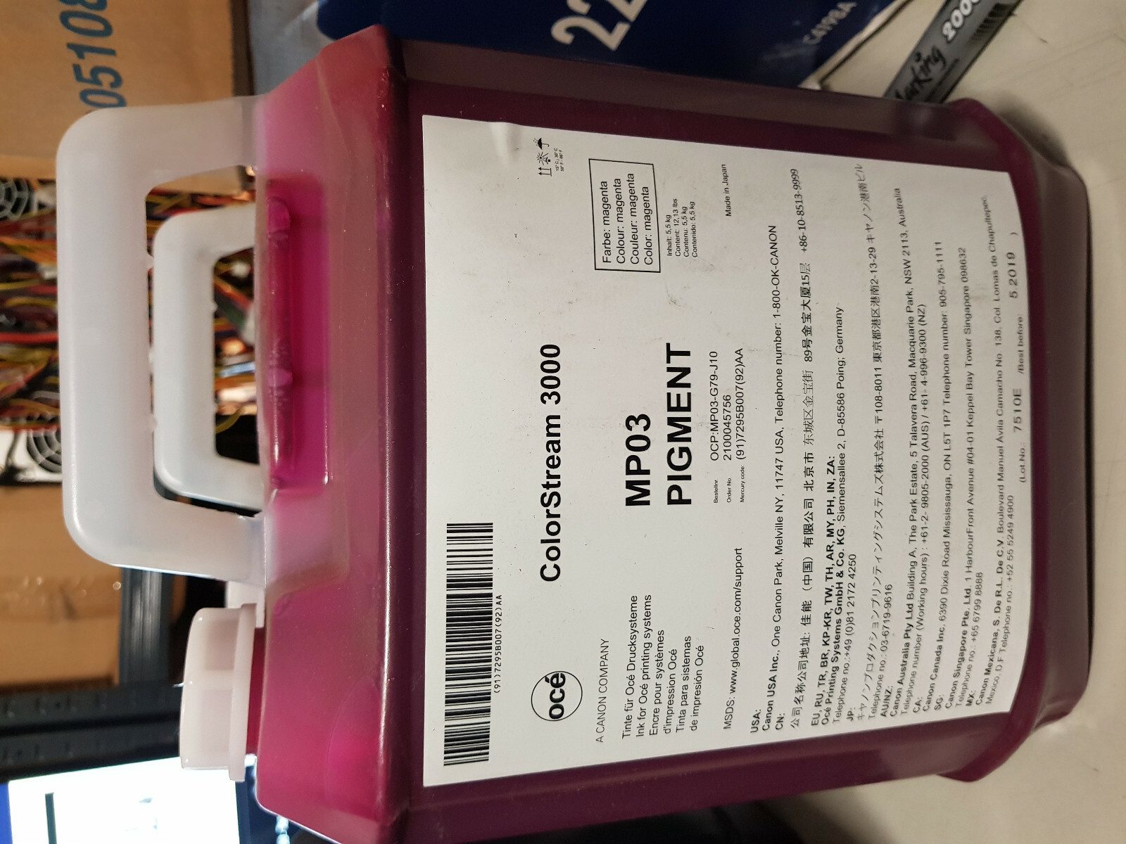 Oce ColorStream MP03 Pigment Dye Ink Magenta 5.5kg Canister OCP-MP03-G79-J10