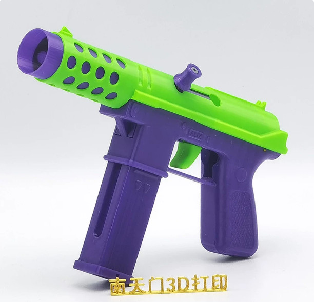 3D printed custom Tec9 disc gun - a hit children's safety multishot shooting toy