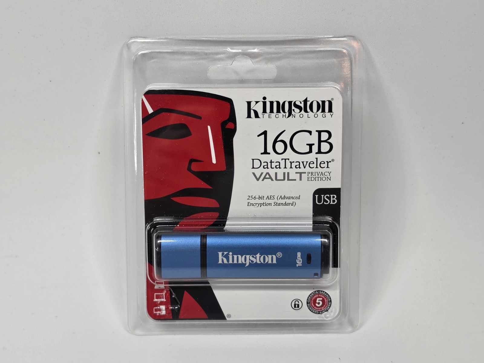Kingston DataTraveler Vault Privacy Edition 16GB USB Flash Drive Blue DTVP/16GB