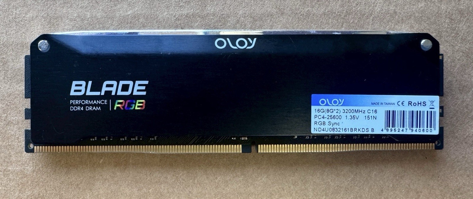 Not working OLOY Blade 8GB DDR4-3200 C16 RGB Desktop Memory ND40832161 BRKDS B