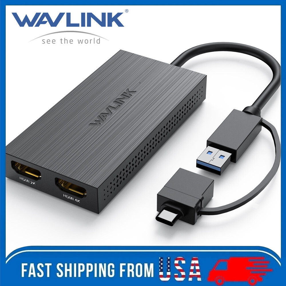 Wavlink USB3.0 to HDMI Display Adapter USB A/USB C to HDMI Hub for Dual Monitors