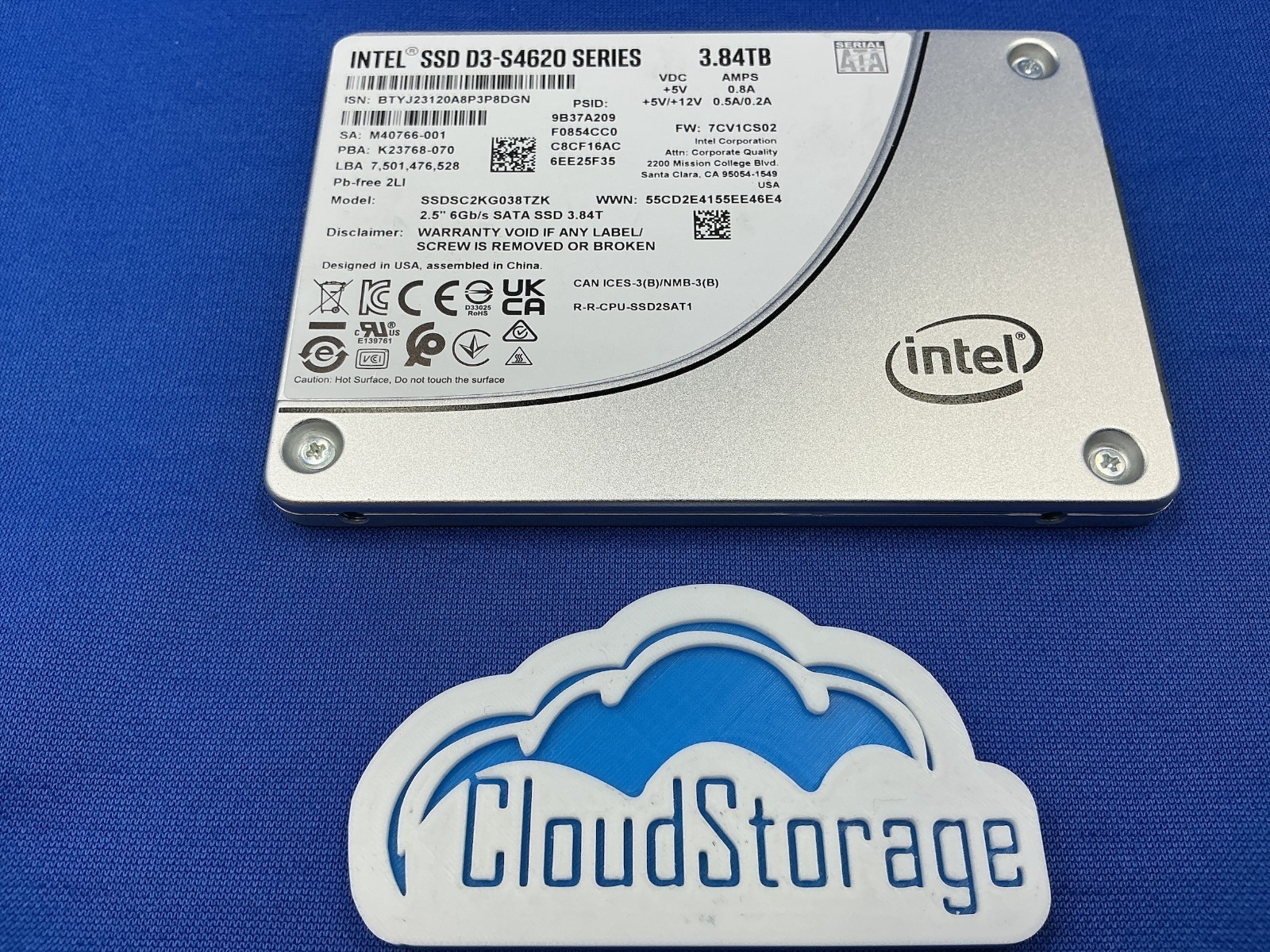 SSDSC2KG038TZK Intel D3-S4620 Series 3.84TB SATA 6Gb/s 2.5 SSD