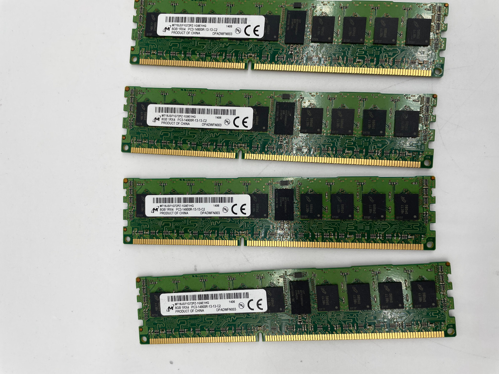 Lot of 4 pcs - Micron 8GB 1Rx4 PC3-14900R