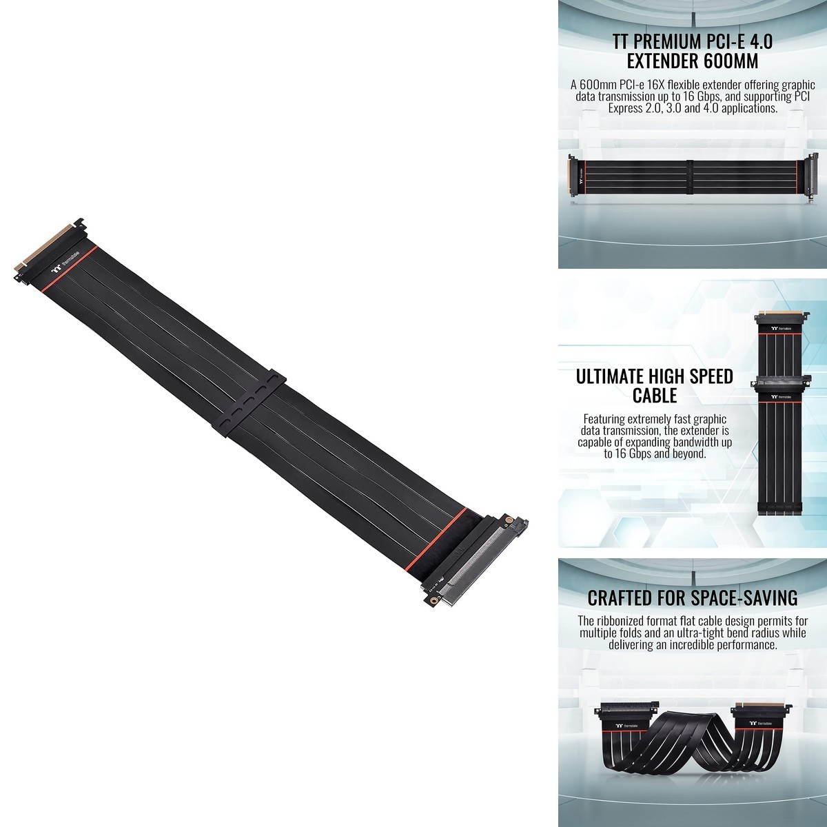 Thermaltake PCI-E 4.0 Riser Cable 600mm AC-059-CO1OTN-C1