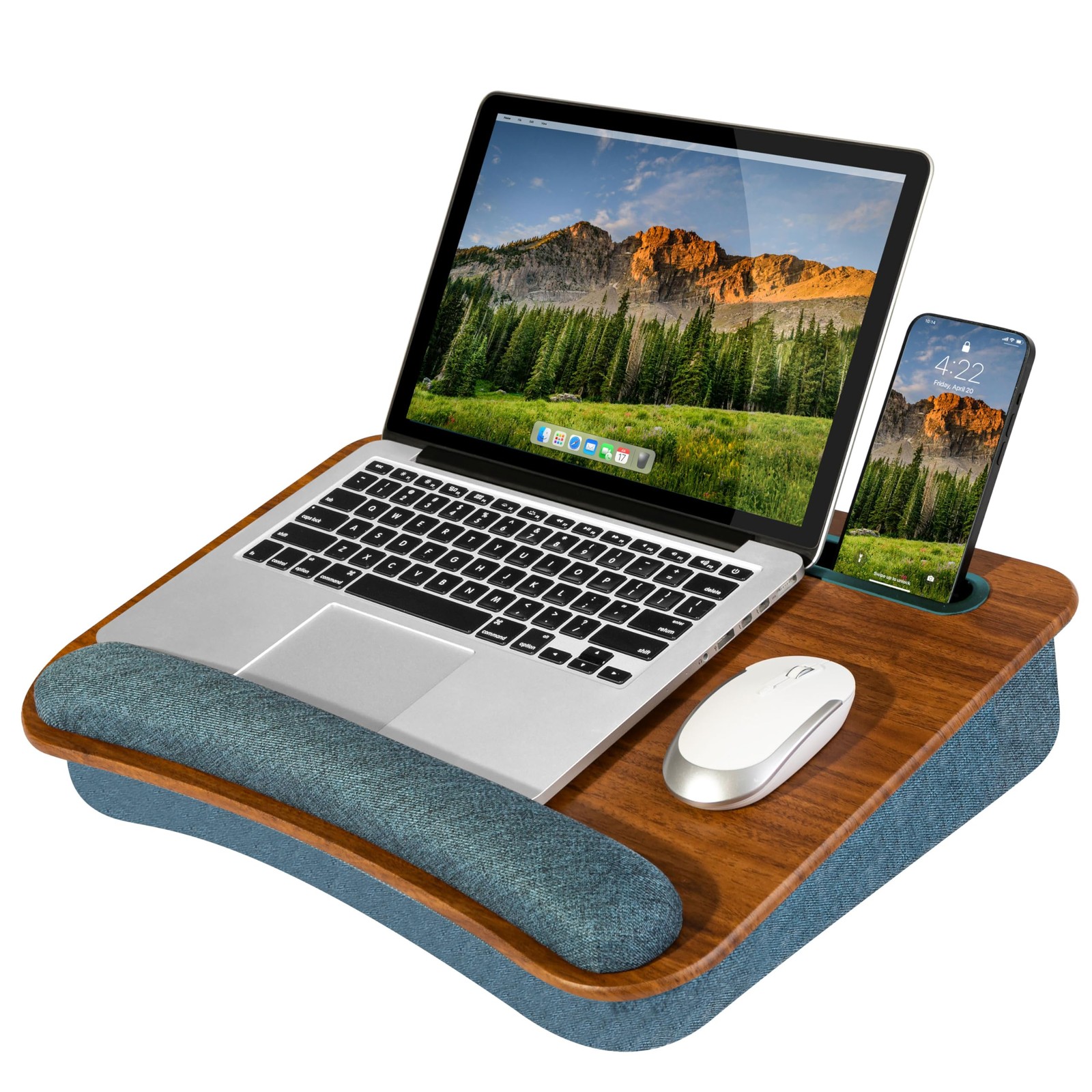 LAPGEAR Portable Laptop Lap Desk – Espresso Woodgrain, Fits 15.6" Laptops
