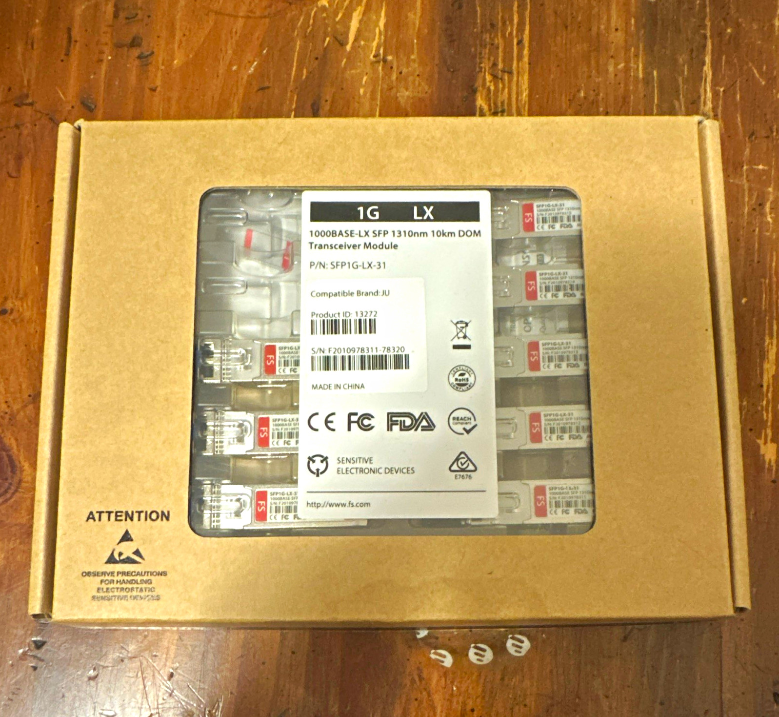 FS SFP1G-LX-31 1000BASE-LX 1Gbps 1310nm 10km DOM SFP, JU Compatible