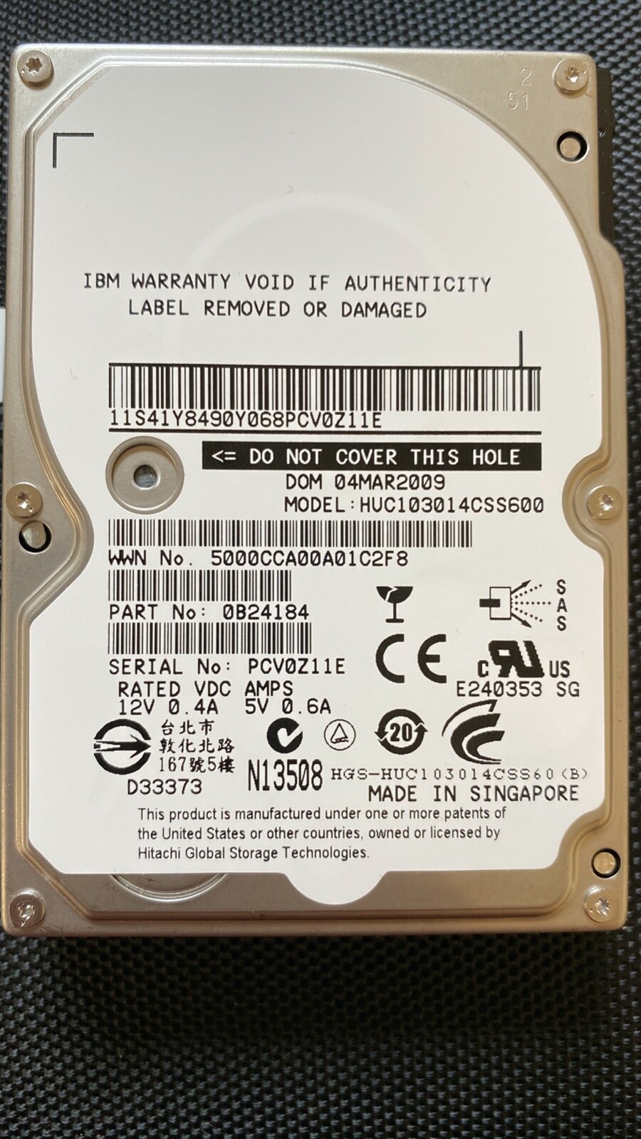 FREE SHIP Hot Swappable SAS Drives IBM/Hitachi Ultrastar 146 GB, 10K RPM, 2.5"