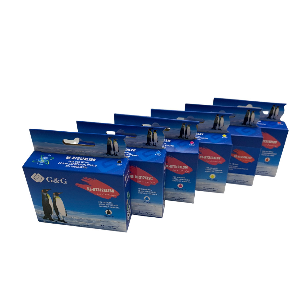 6PK High-Yield BK/C/M/Y/GY/R Ink For Epson 312XL 314XL Expression Photo XP15000