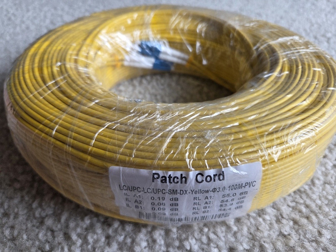 Ultra Spec 100M LC-LC OS2 Singlemode Duplex Fiber Optic Cable 9/125 Yellow