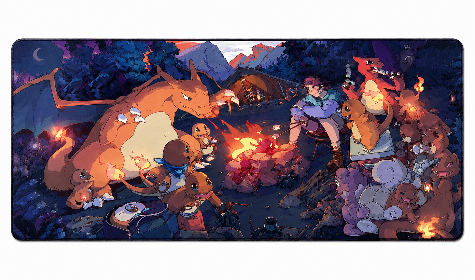 Pokemon Playmat Mousepad Desk Mat TCG- Charizard Campfire