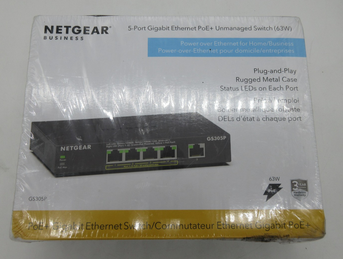 NETGEAR GS305P 5-Port PoE+ Gigabit Ethernet Unmanaged Switch 63W