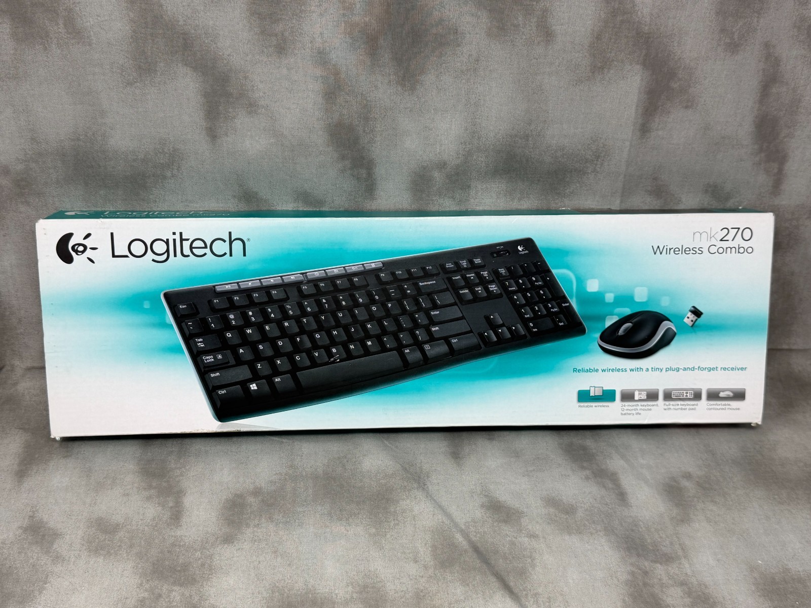 Logitech MK270 Wireless Keyboard Mouse Combo USB Receiver NIB Complete Black