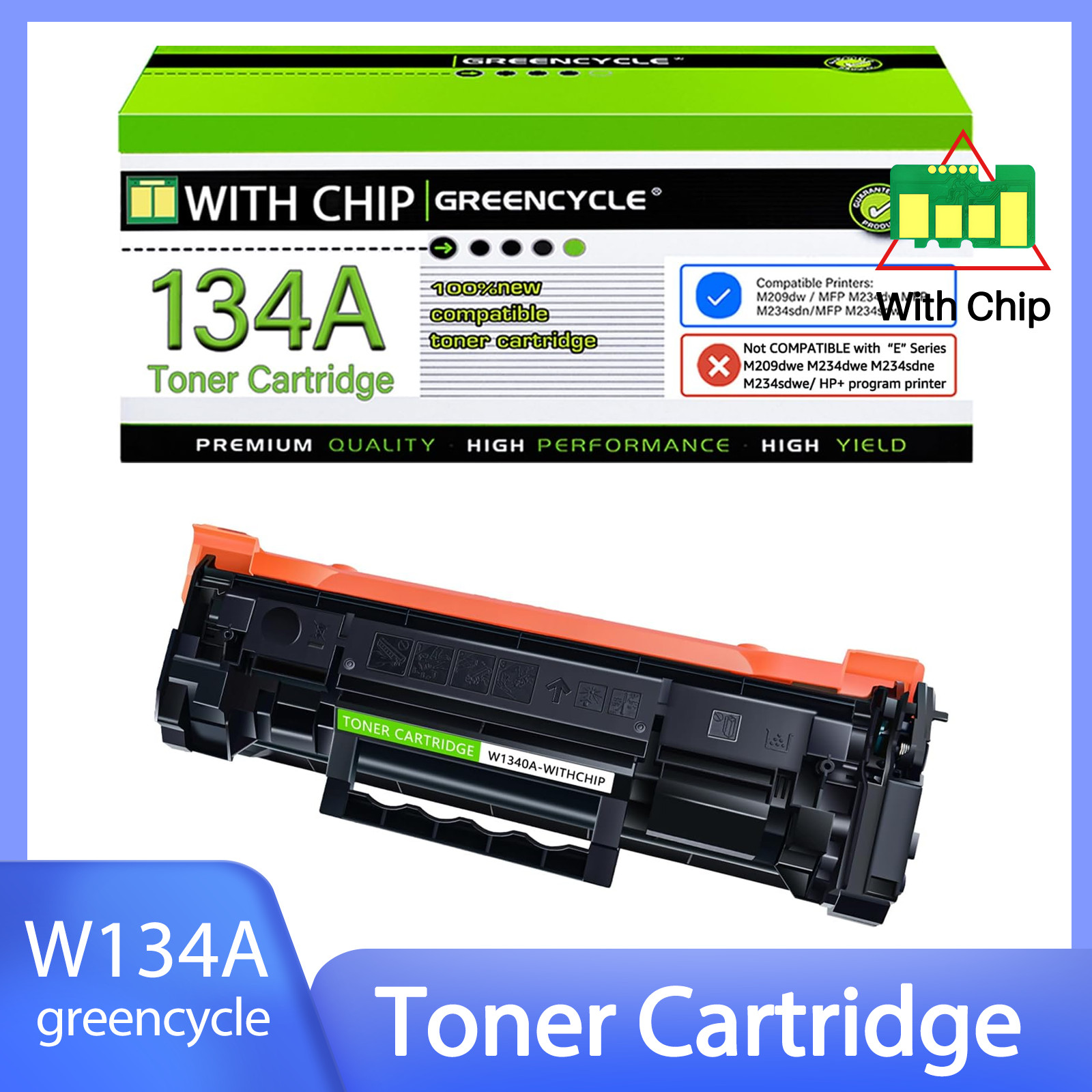 GREENCYCLE 1PK Compatible W1340A Toner With HP 134A M209dw MFP M234dw NEW Chip