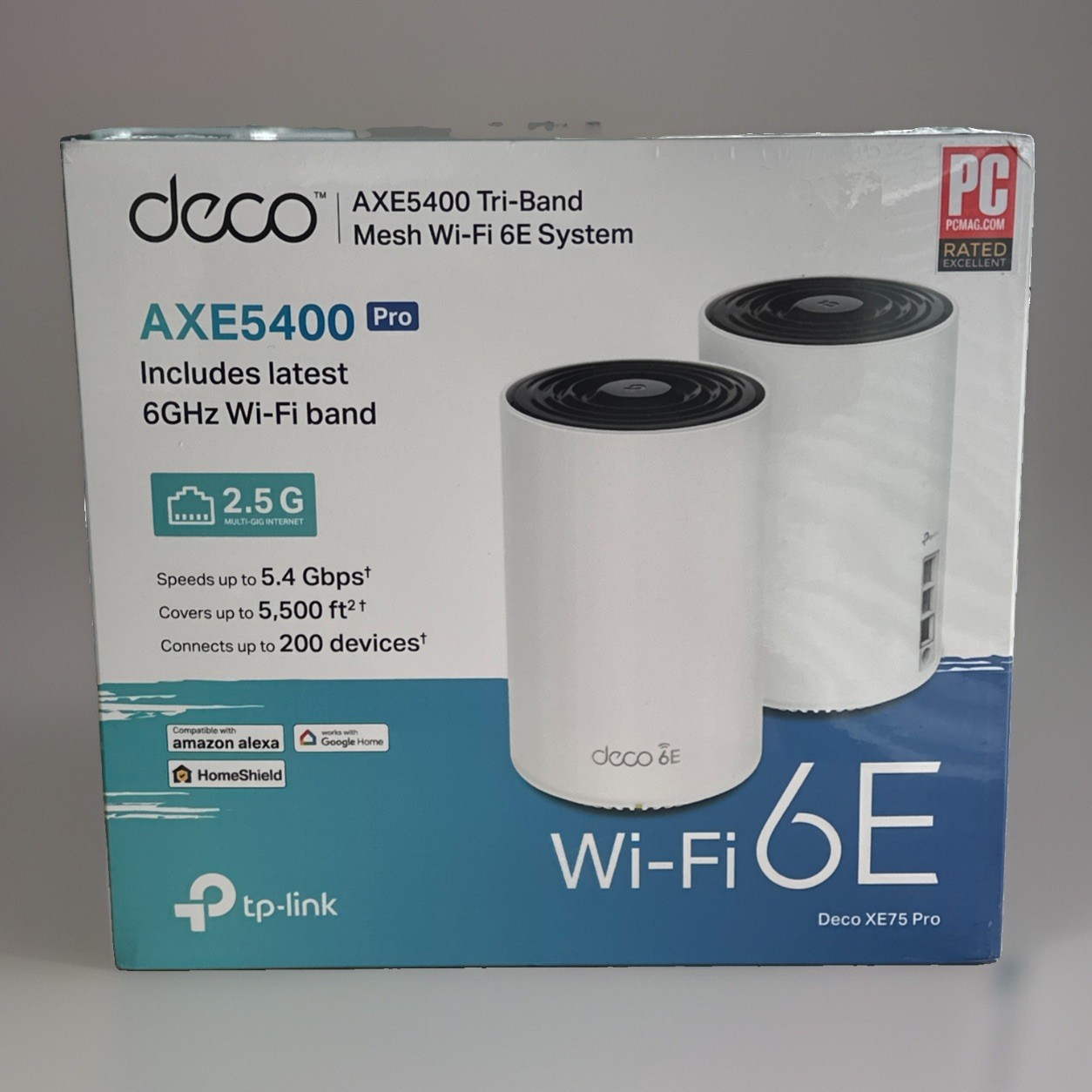 TP-Link Deco XE75 Pro AXE5400 Tri-Band WiFi 6E Mesh System 2-Pack (2.5G Port)