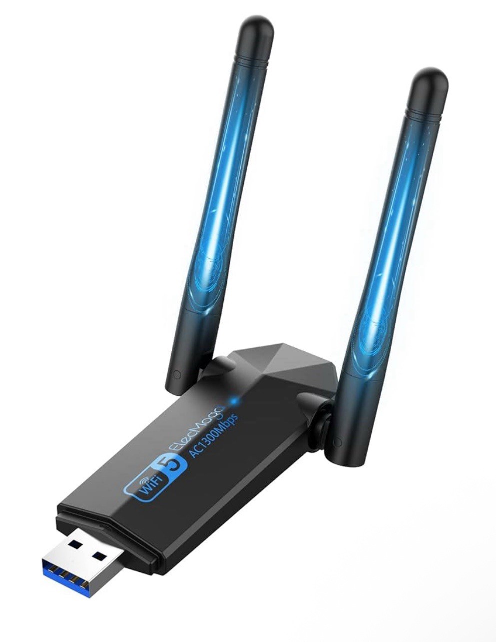 ElecMoga USB WiFi Adapter 1300Mbps WiFi Dongle USB 3.0 Dual Band 5G/2.4G New