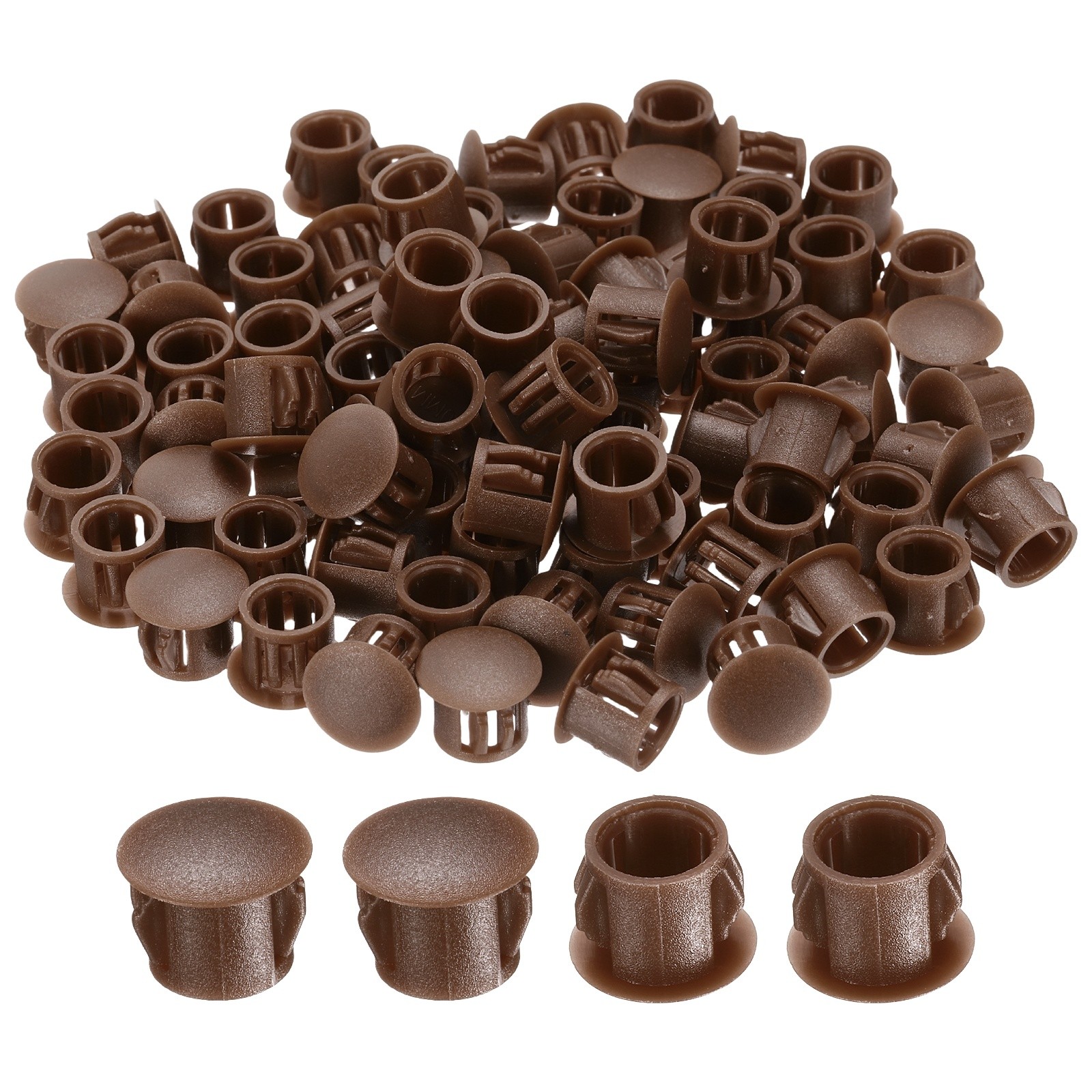 100-PackBrown Hole Plugs, 10mm / 0.39 Inch Plastic Hole Cover Panel Plugs