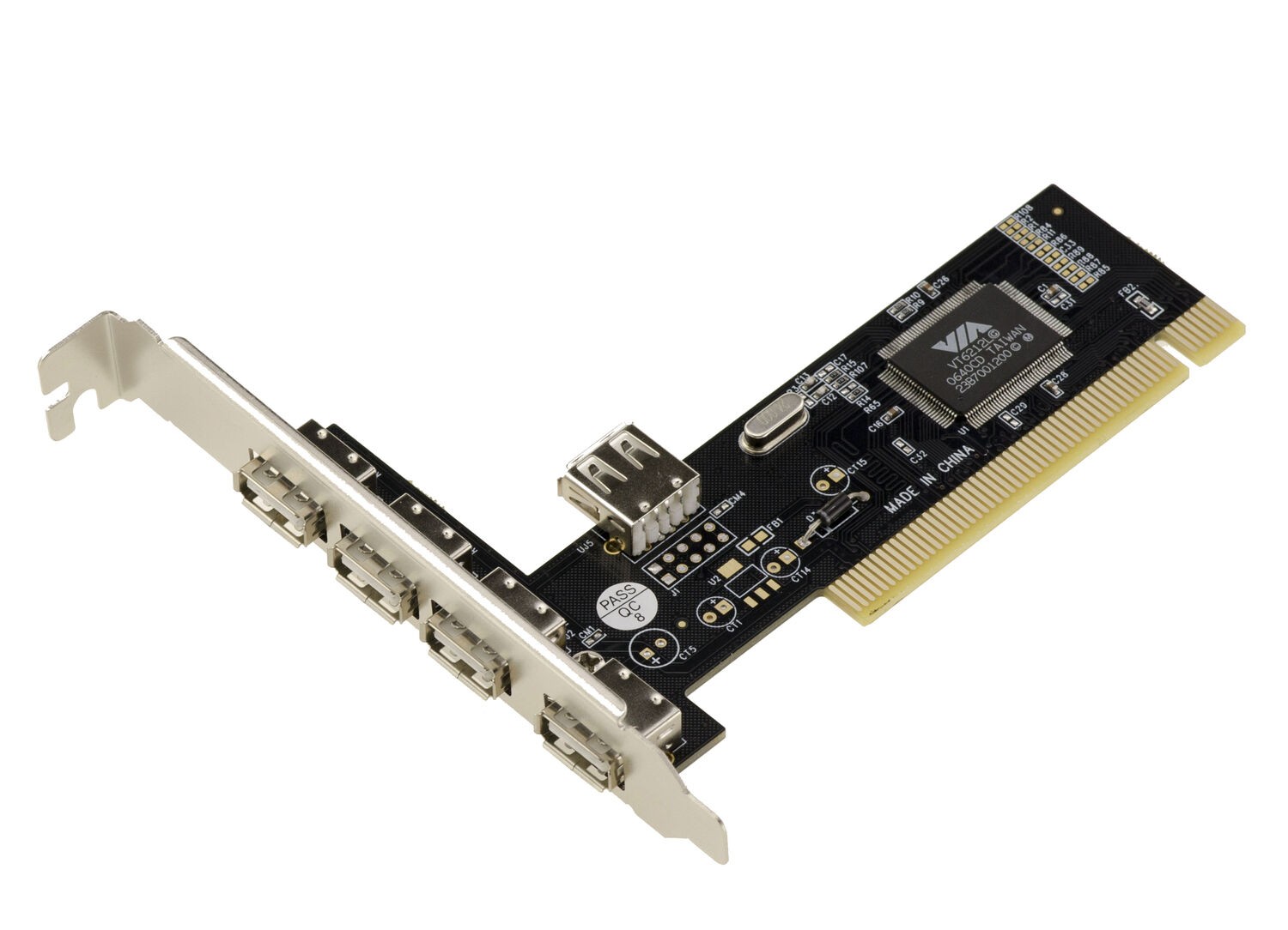 32-Bit PCI LAN Card 5x USB 2.0 Type A Ports 4 On Bracket VIA VT6212L