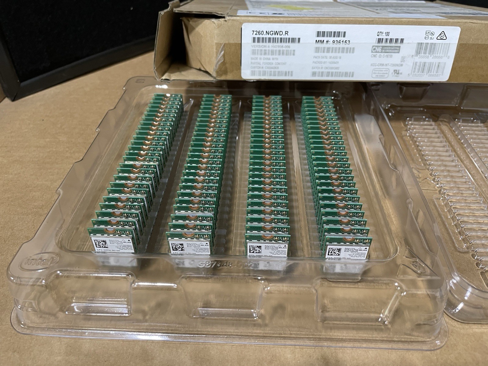 Lot of 100 Intel Dual band Wireless-AC 7260 7260NGW Bluetooth BT4.0 Wifi Card