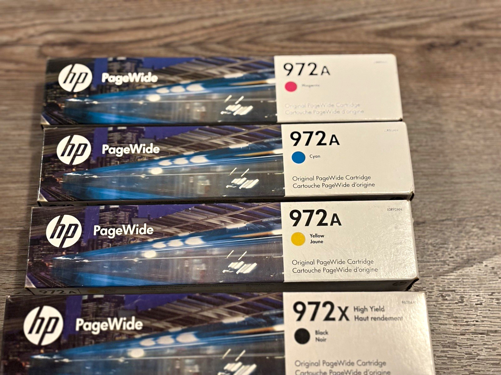 HP 972X 972A PageWide Ink Set Black High Yield Cyan Yellow Magenta. Retail $525