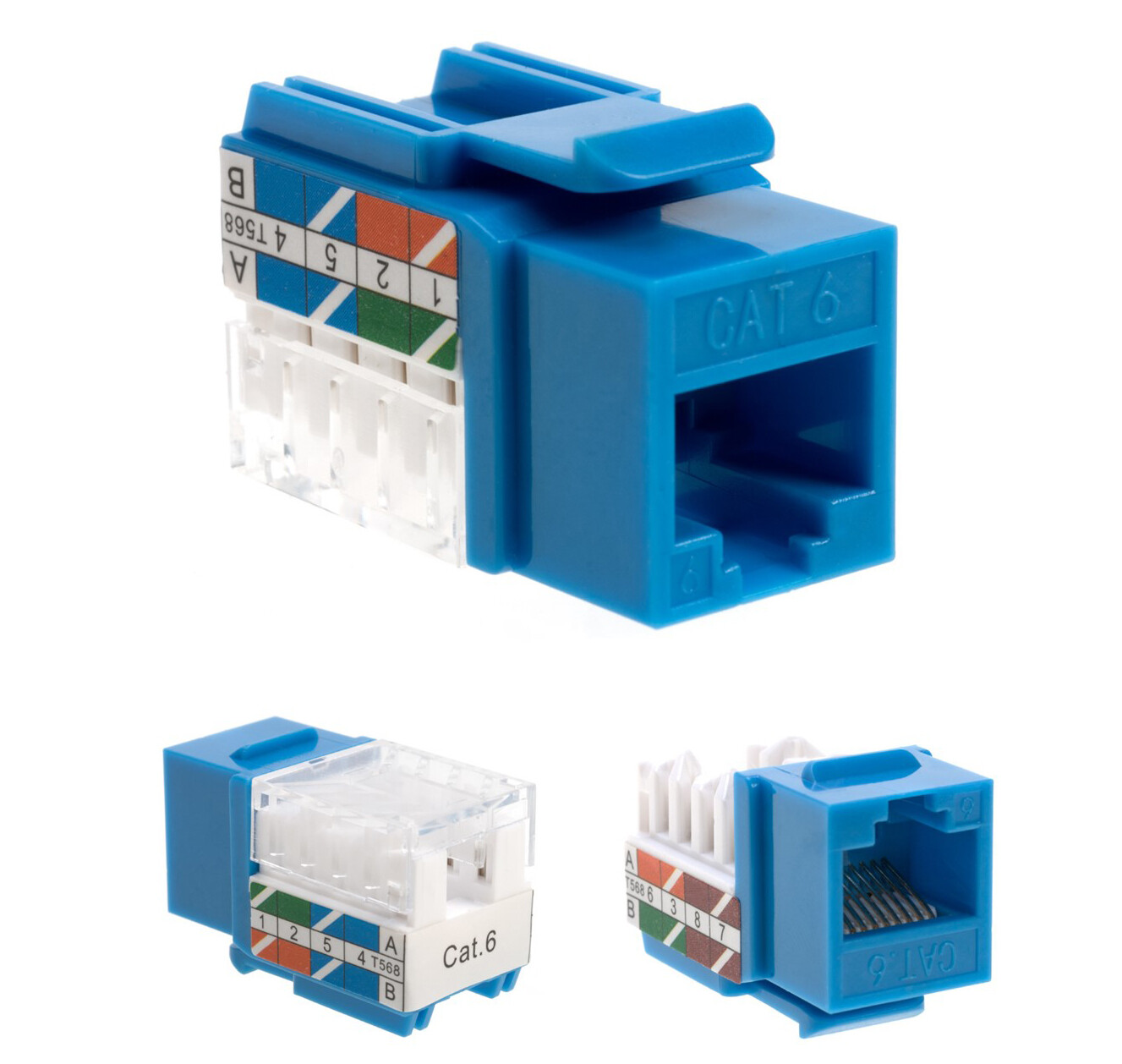 Cat6 Blue Keystone Jack 45 Degree Punch Down Network Connector Multi-Pack LOT