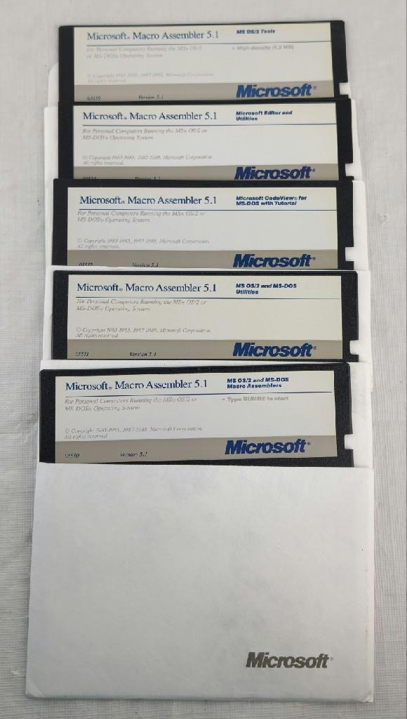 Microsoft Macro Assembler 5.1 MS OS/2 & MS-DOS Software 5.25\