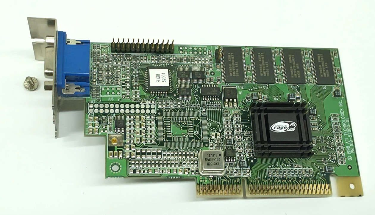 1998 ATI Rage 128 AGP Graphics Card, 16MB 109-51800-10 AMC Ver. 2.0