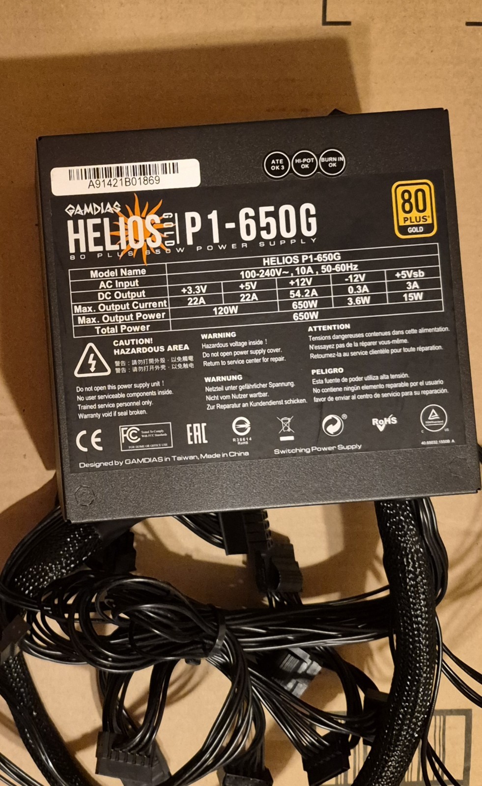 GAMDIAS Helios P1-650G 80 Plus Gold 650W Non Modular Power Supply