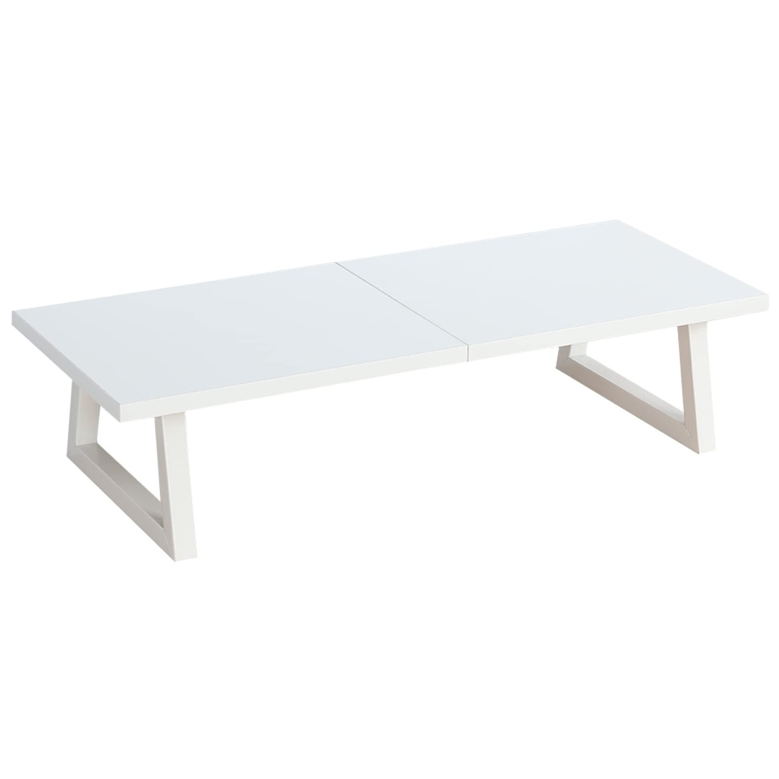 TEAMIX 24 inch Monitor Stand Riser, White Wood & Steel 24 inch,