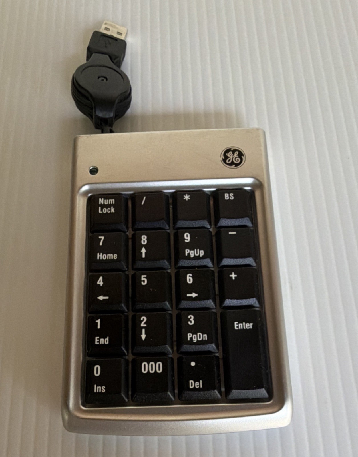 GE 98757 Retractable USB Wired Keypad Silver Black QWERTY English MK4106