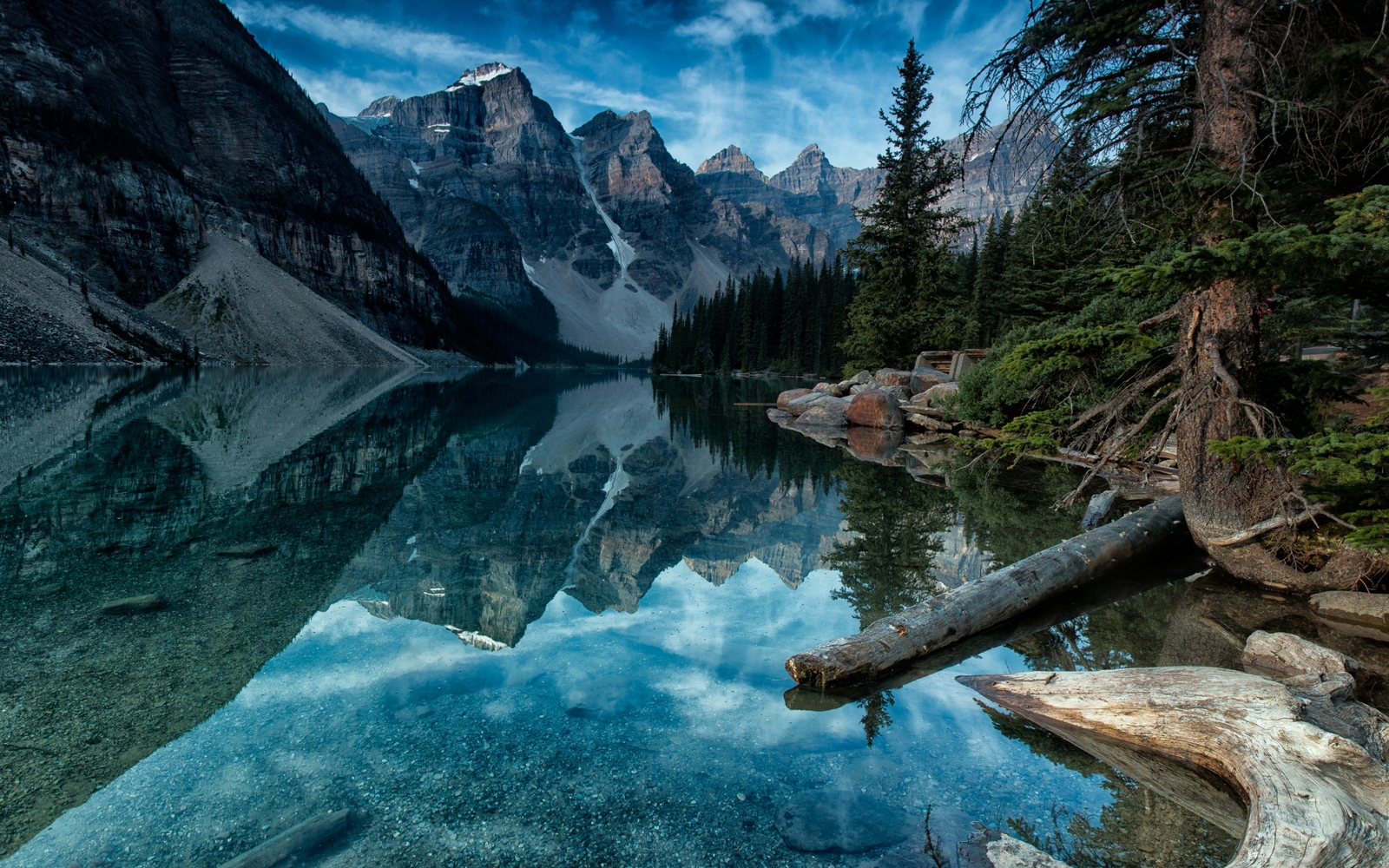 Landscape mountains forest lagoon water reflection tree Custom Gaming Mat Desk