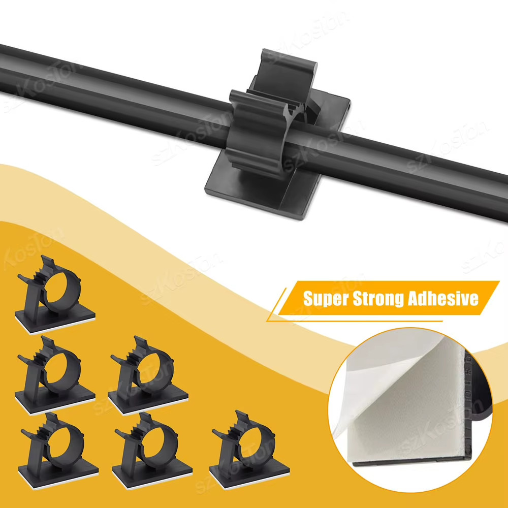 50 Pcs Self Adhesive Adjustable Wire Cable Ties Clamps Sticker Clips