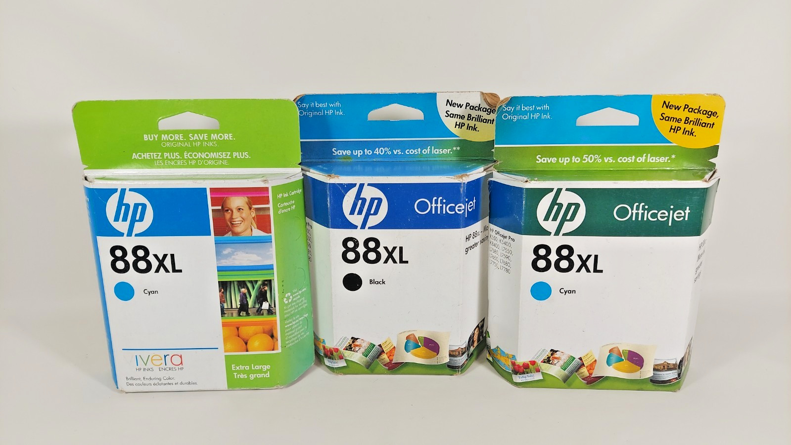 Genuine HP 88XL Ink Cartridge 3-Pack for Officejet Pro 1 black 2 cyan