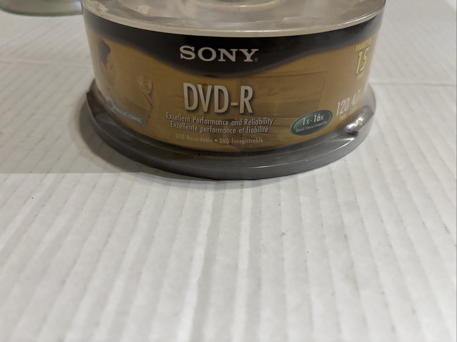 Sony DVD-R 15 Pack 4.7 GB 120 Min Blank AccuCORE Media DVD Discs Sealed New