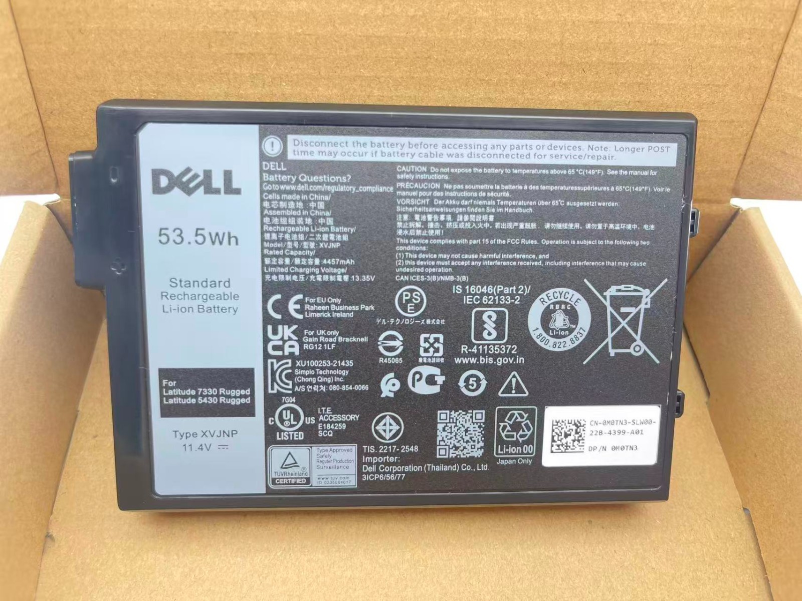 OEM Genuine 53.5WH XVJNP Battery Dell Latitude 5430 7330 Rugged Extreme 6JRCP