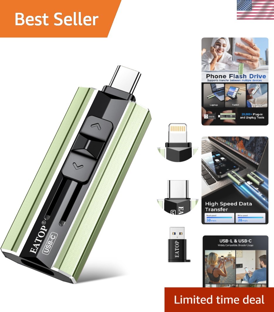 256GB Dual Interface Flash Drive for Effortless File Transfers - Sage Green