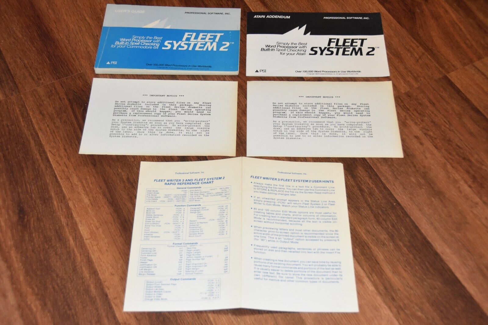 1985 Commodore 64 FLEET SYSTEM 2 Paperwork Users Guide Hints Atari Addendum 80s
